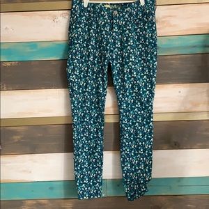 Blue/green floral denim jeans